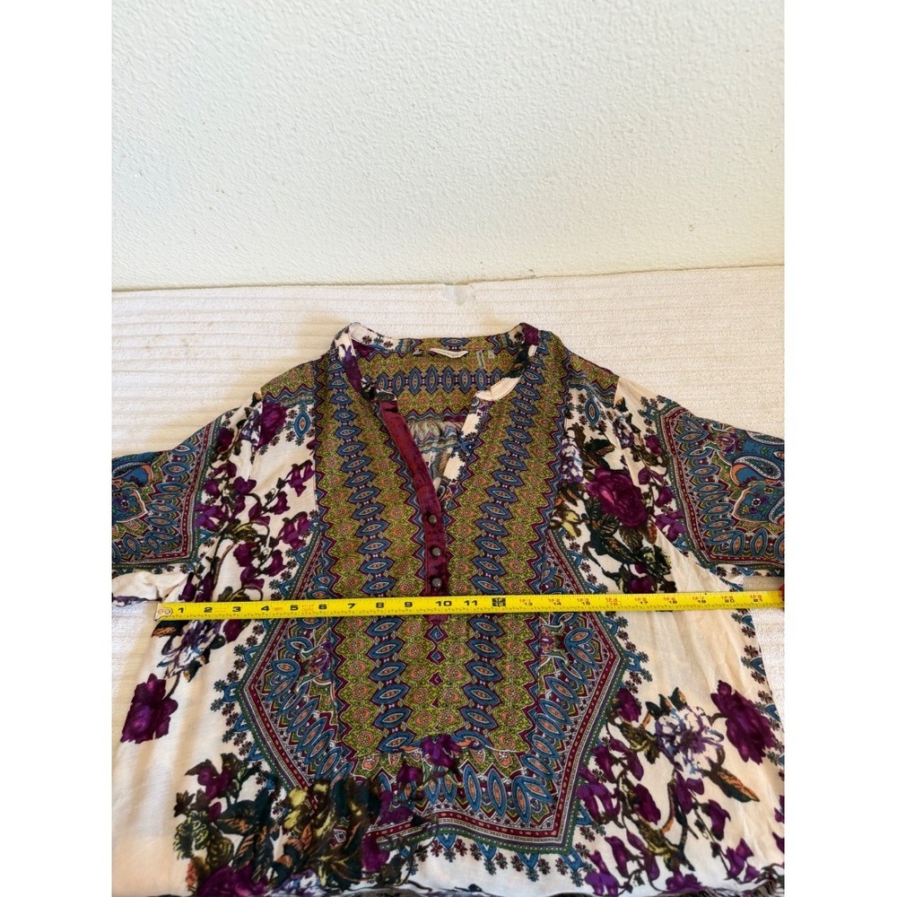 Soft Surroundings Womens Boho Floral Paisley Tunic Blouse 100% Rayon L - Picture 14 of 16